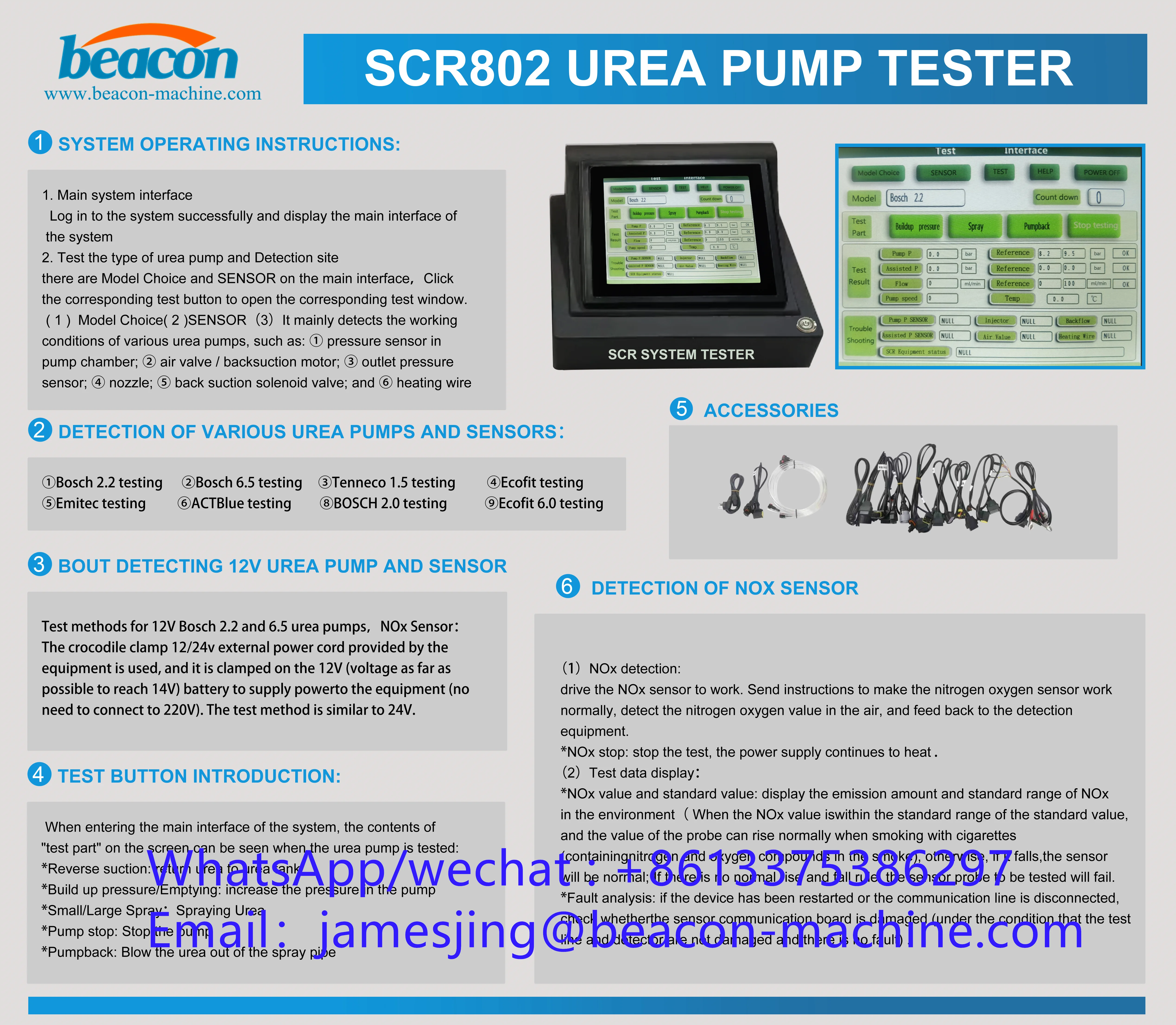 Auto Electrical Repair Tools Scr802 Scr Nox Sensor Urea Pump Pressure Fuel Pump Tester Machine Simulator