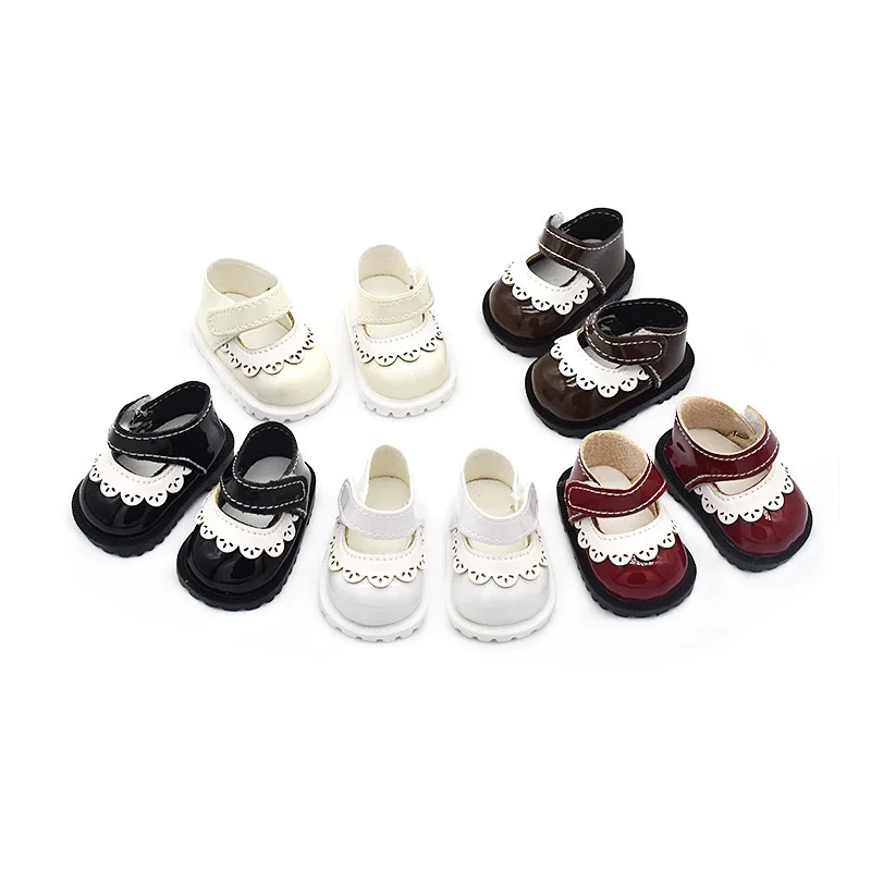 Scarpe da bambola in cotone da 5 cm adatte per bambole da 20 cm da 14 pollici Mini scarpe da bambola stringate in pelle Pu per accessori per bambole fatte a mano russe fai-da-te