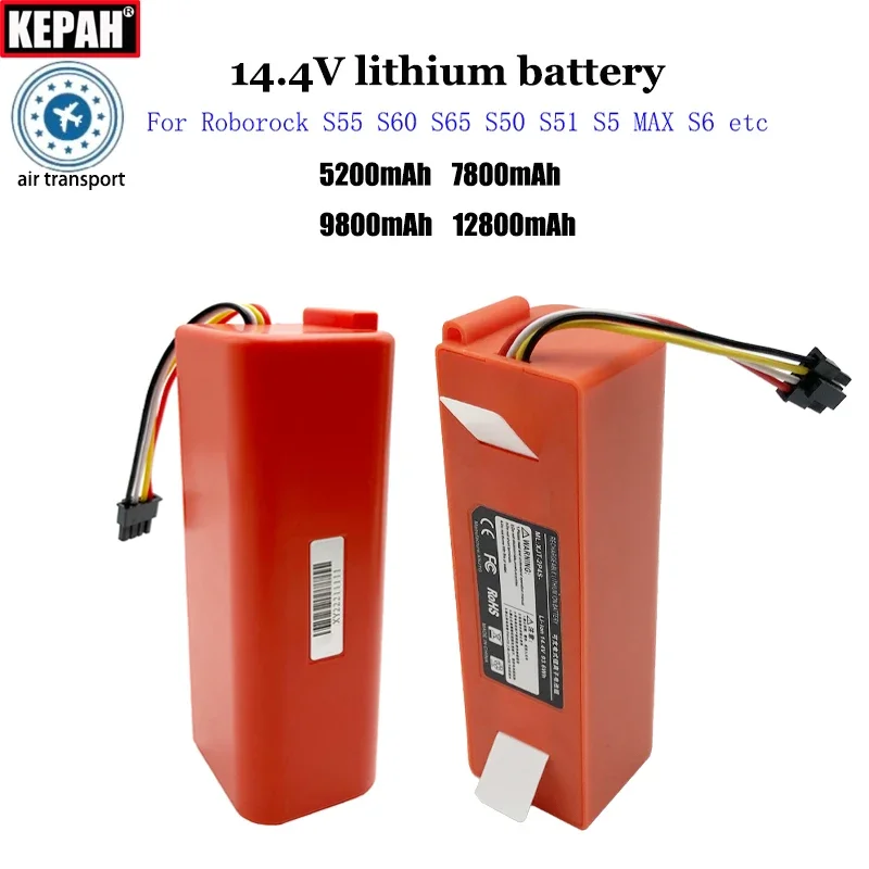 14.4V BRR-2P4S-5200S Robotic Vacuum Cleaner Battery For Xiaomi Roborock S55 S60 S65 S50 S51 S5 MAX S6 Part E45/S45，original cell