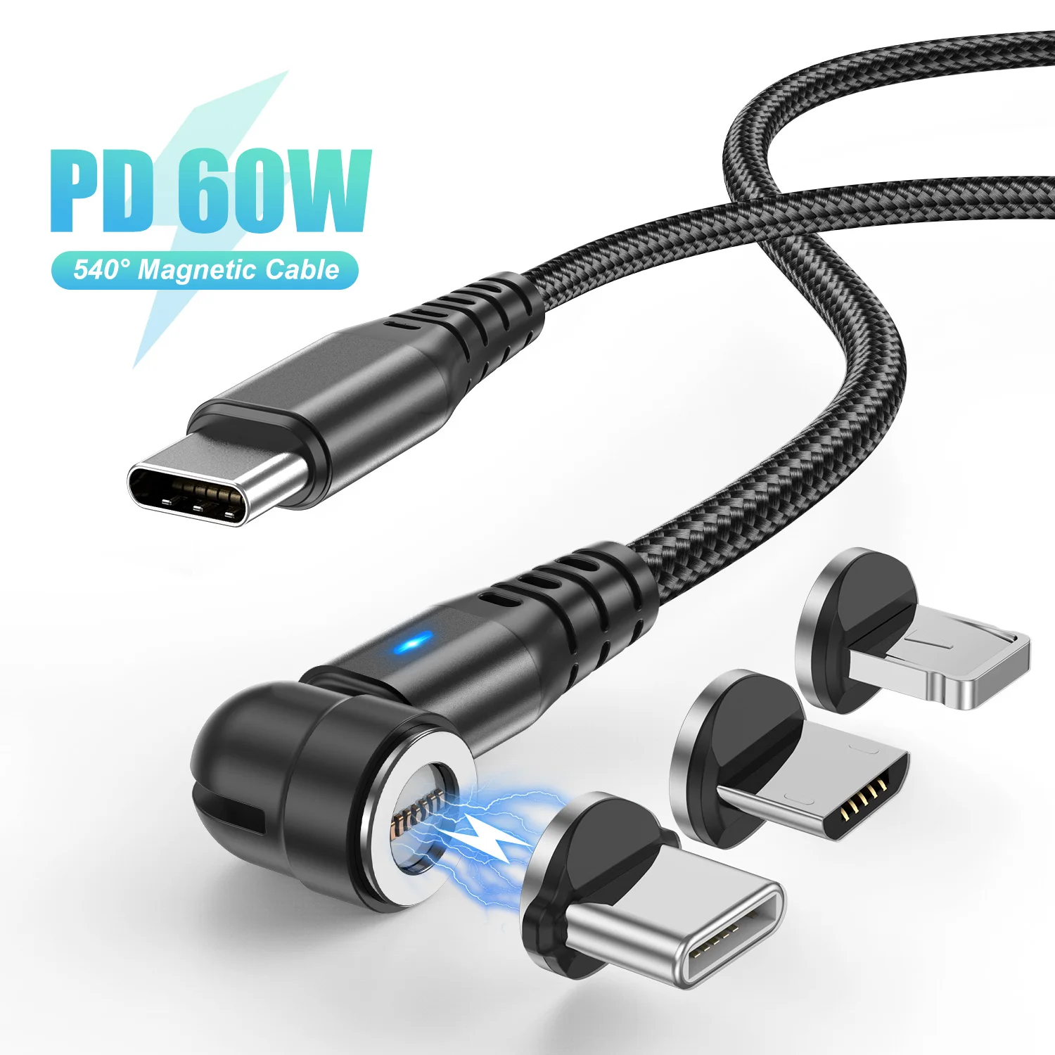 Cavo magnetico PD da 60W per iPhone 14 11 Samsung Xiaomi Macbook cavo di ricarica rapida Huawei cavo dati da USB C a tipo C Micro IOS