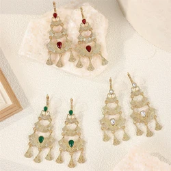 Morocco’s Popular Ladies Elongated Earrings Christmas Tree Shaped Alloy Ear Ornaments Rhinestone Inlaid Hook European Jewelry