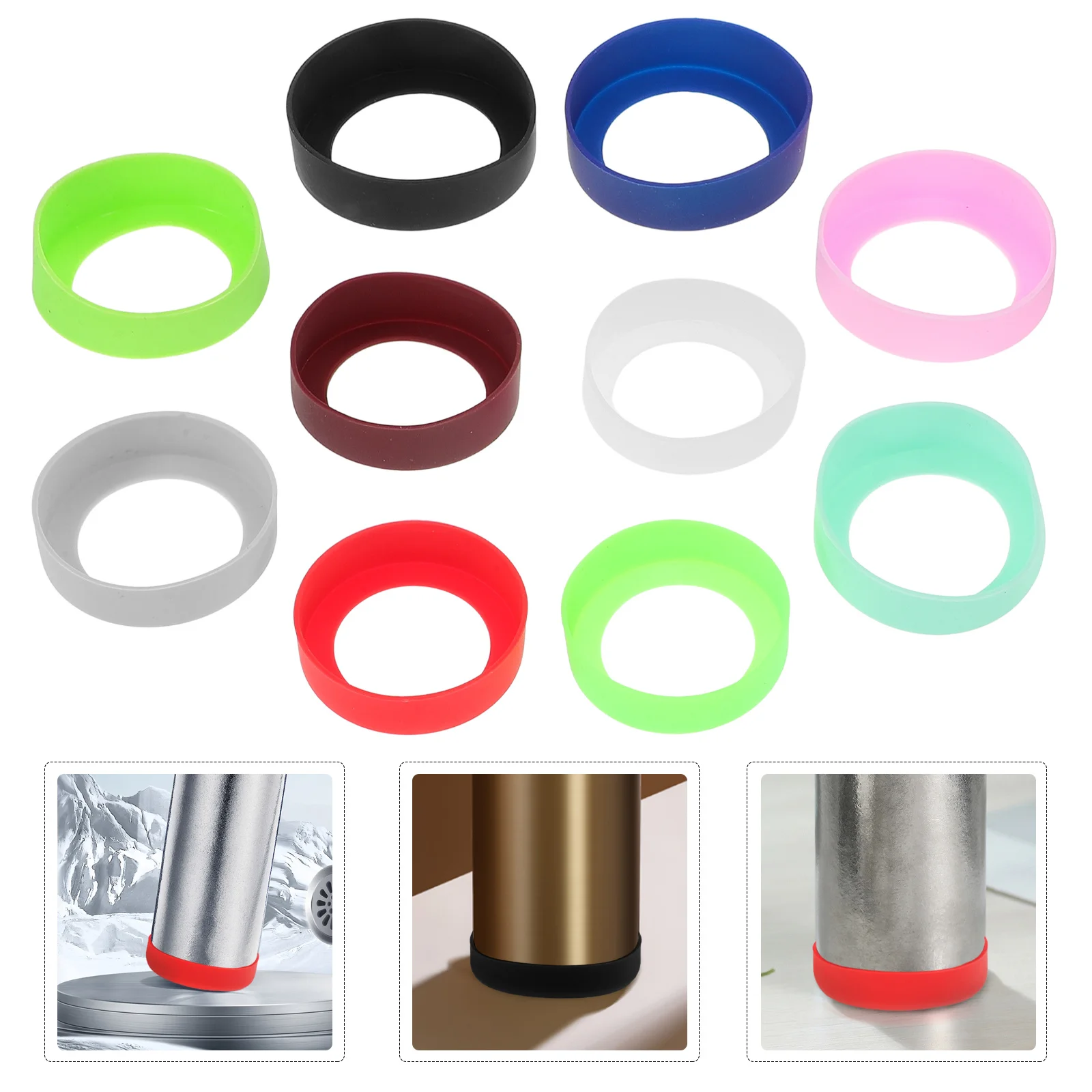 

10Pcs Reusable Bottle Boot Silicone Cup Bottom Cover Heat Insulated Wear-Resistant Non-Skid Protector for Glass Tumbler