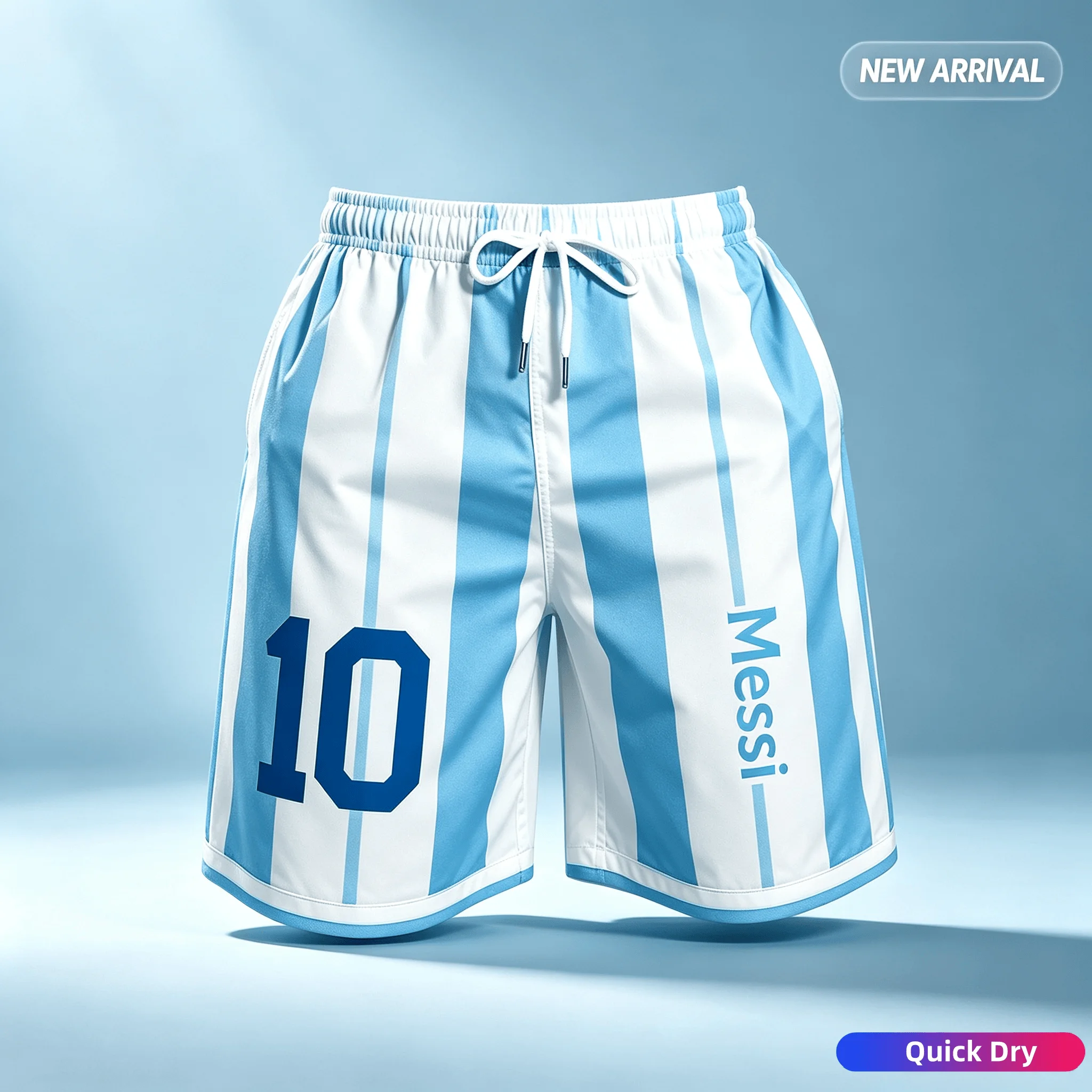 2026 Best-Selling Fashion Printed Beach Shorts Blue and White Style, Quick Drying, Breathable Family and Child Wear Training