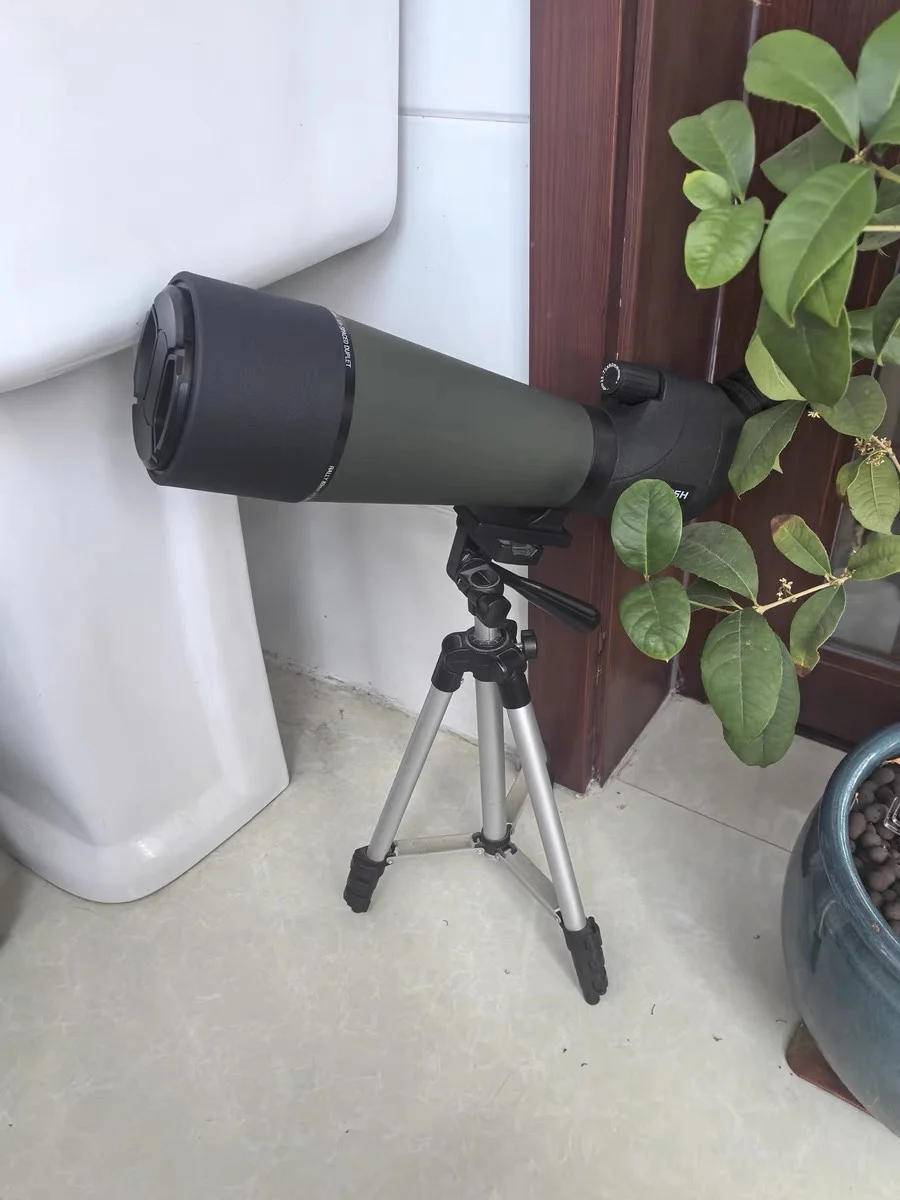 25-75x80 Telescope with Large Field of View and Zoom, Single Tube Telescope with Mobile Phone Adapter, Tripod for Bird Watching