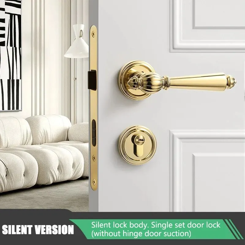 Door Lock Handle Bedroom Hotel Apartment Room Bathroom Office French Door Handle Household Silent Lock Body Single Set Door Lock