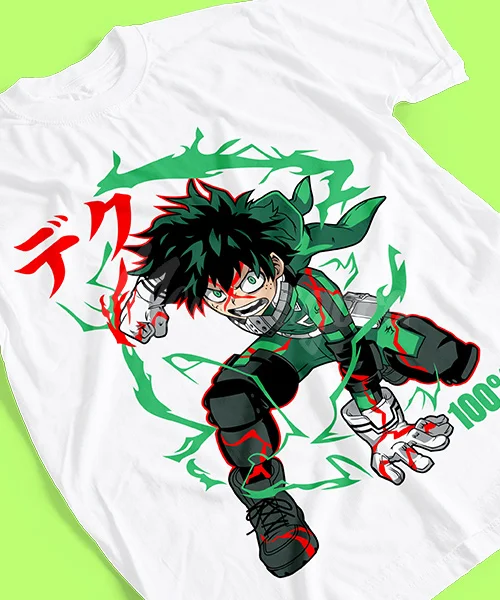 T-shirt For Anime HEROIzuku Midoriya en Combate