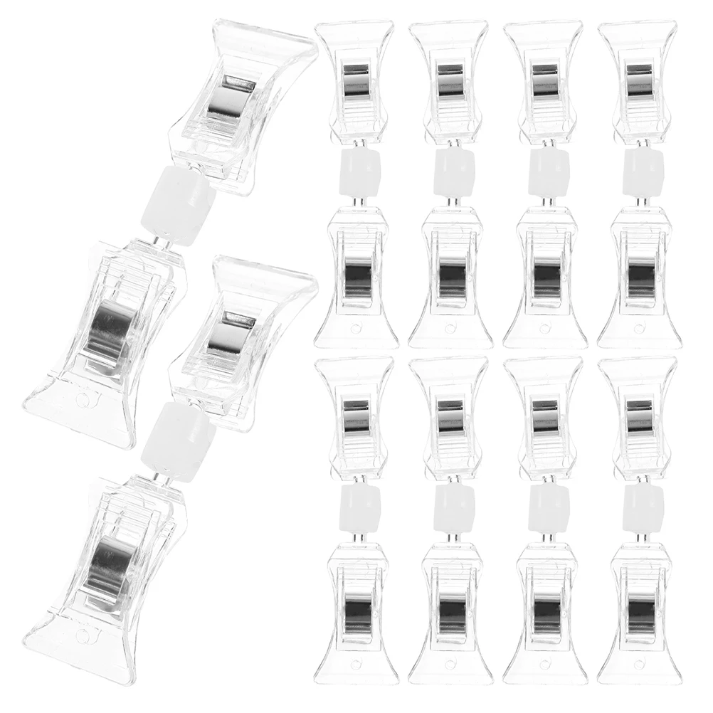

20 Pcs Advertising Clip Double-ended Tag Merchandise Sign Display Holders Plastic