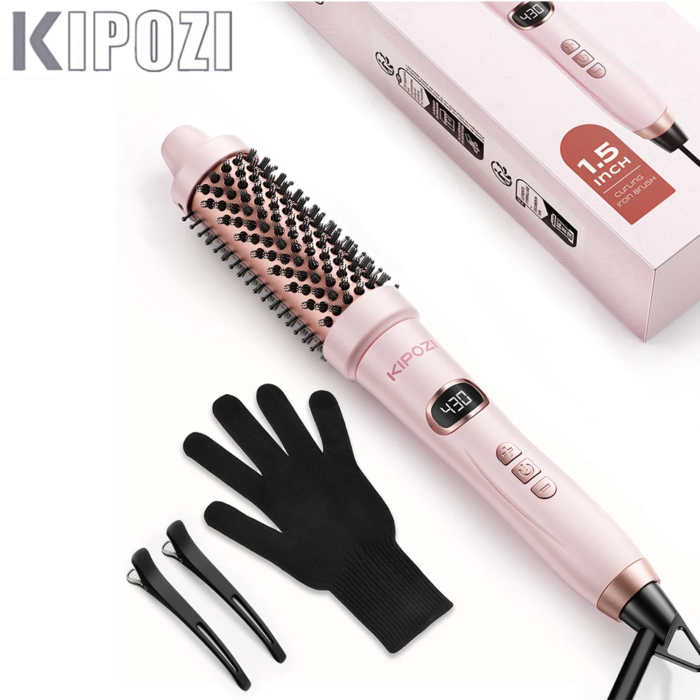 KIPOZI الوردي ساكورا التورمالين السيراميك مجفف الشعر 1.5 بوصة فرشاة مستديرة تفجير دفعة الجهد المزدوج 5 إعدادات درجة الحرارة أقل السد