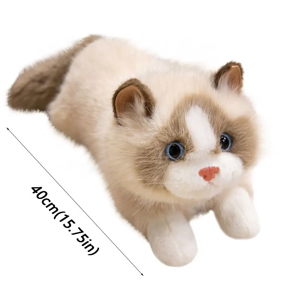 Juguetes de peluche de gato de simulación suave y bonito, modelo de gatito simulado con voz esponjosa, Animal relleno, regalos de cumpleaños