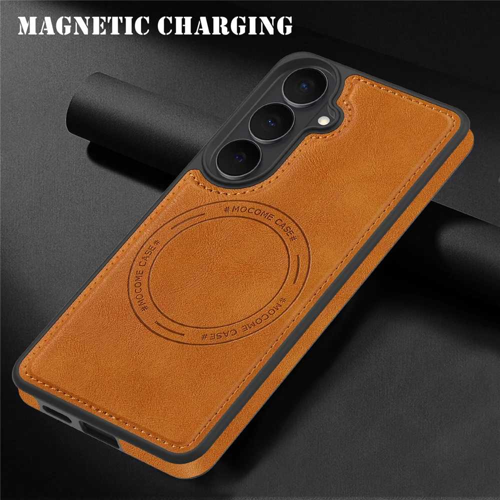 Magnetische Lade-Lederhülle für Samsung Galaxy S26 Ultra S25 S24 FE S23 Plus A55 A16 A36 A56 A17 A37 A57 Magsafe Cover