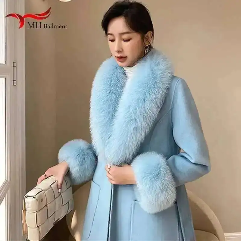 Natural Real Fox Fur Collar Cuff Set Winter Women Warm Scarf Genuine Fur Trimming For Parka Coat Hood Luxury Fluffy Decor Shawl