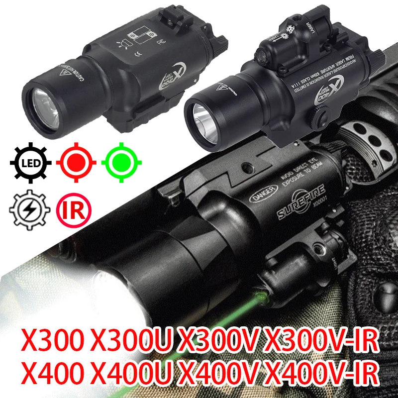 

Airsoft SureFire Ultra X300 X400 X300U X300U-IR X400V Series Metal Pistol Light Hanging Hunting Flashlight Fit 20mm Rail G17 G19