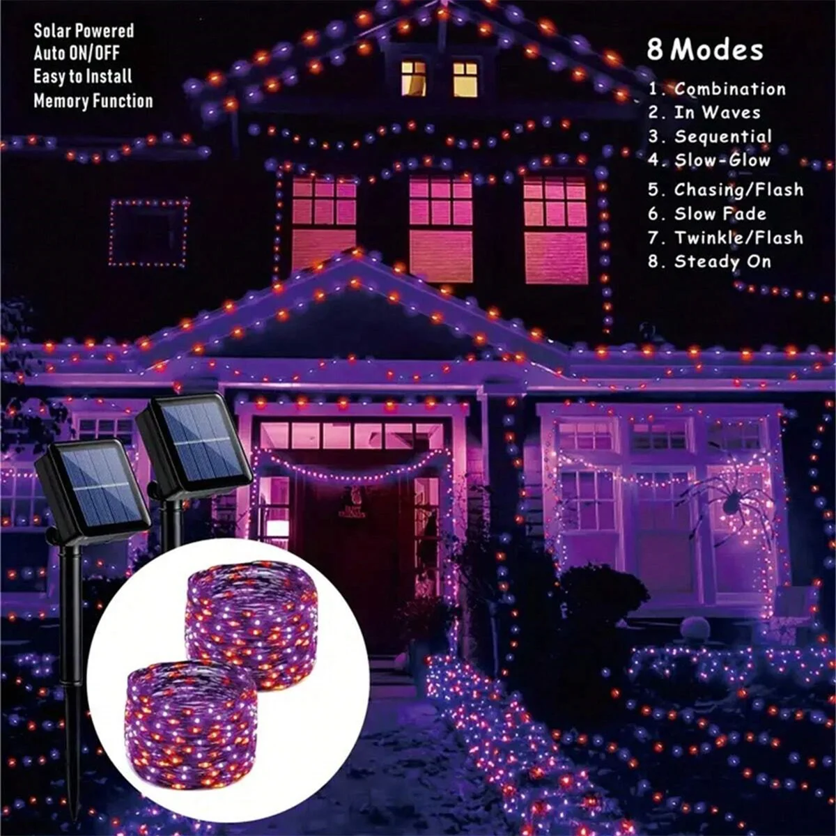1/2pc 12m solar String Lights Outdoor Waterproof Copper Wire 8 Modes Solar Fairy Lights For Wedding Party Christmas JJ1948PG