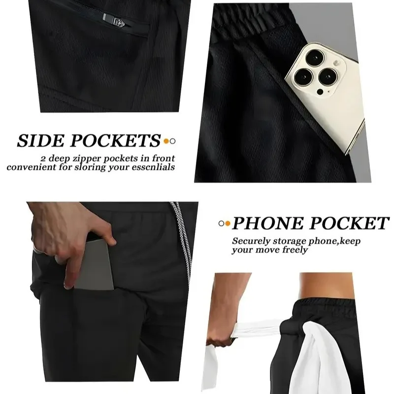 2025 Men's Outdoor Running Shorts - Double-Layer Breathable Lightweight Casual Sports Wear, Quick-Dry Comfort for Gym Summer