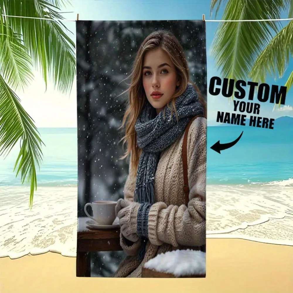 

Custom Photo Beach Towel Single Sided 2D Print Quick Dry Microfiber Towel for Pool Beach Swimming Ocean Vibes for Sea Lovers