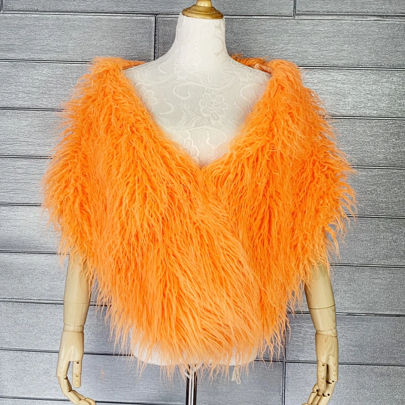 Young Faux Fur Cape para Noiva e Dama de honra, Colete, Xaile