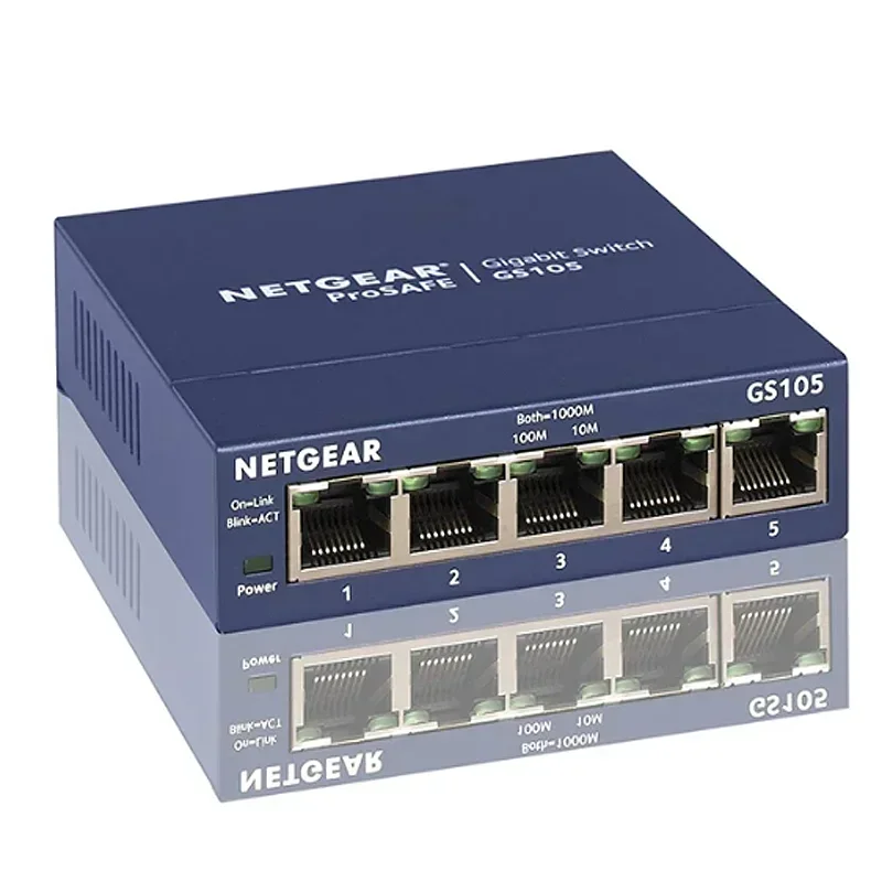 

Netgear GS105 Gigabit Switch 5-Port 10/100/1000 Gigabit Ethernet, Bandwidth 10 Gbps, Home, Office, Unmanaged Desktop Switch, ...