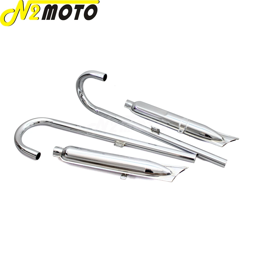 Motorcycle Chrome Front & Rear Retro 750cc Exhaust Muffler Pipes 24/32 HP Engine Part for BMW Ural K750 M1 M72 R71 R12 Fishtail