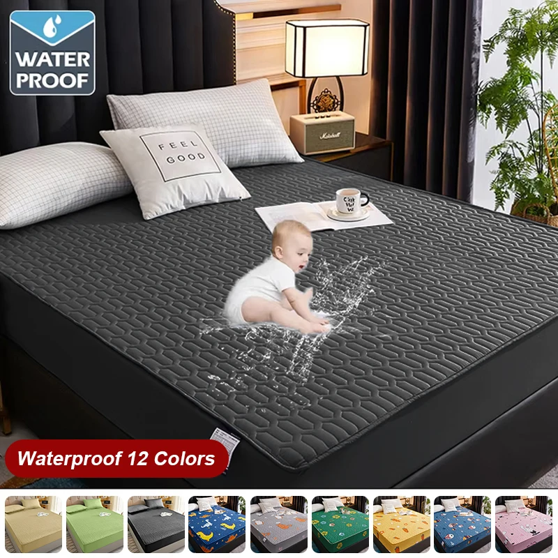 Waterproof Thicken Mattress Cover Quilted Latex Mat Bed Covers Pad Skin-Friendly Fitted Sheet Protector Bedspread150/160/180x200