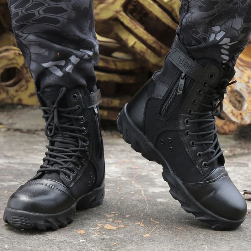 جديد الرجال الصحراء أحذية قتالية الجانب سستة الأحذية القتالية في الهواء الطلق المضادة للانزلاق مقاومة للاهتراء المشي لمسافات طويلة في الهواء الطلق أحذية الرجال أحذية رياضية جودة #4