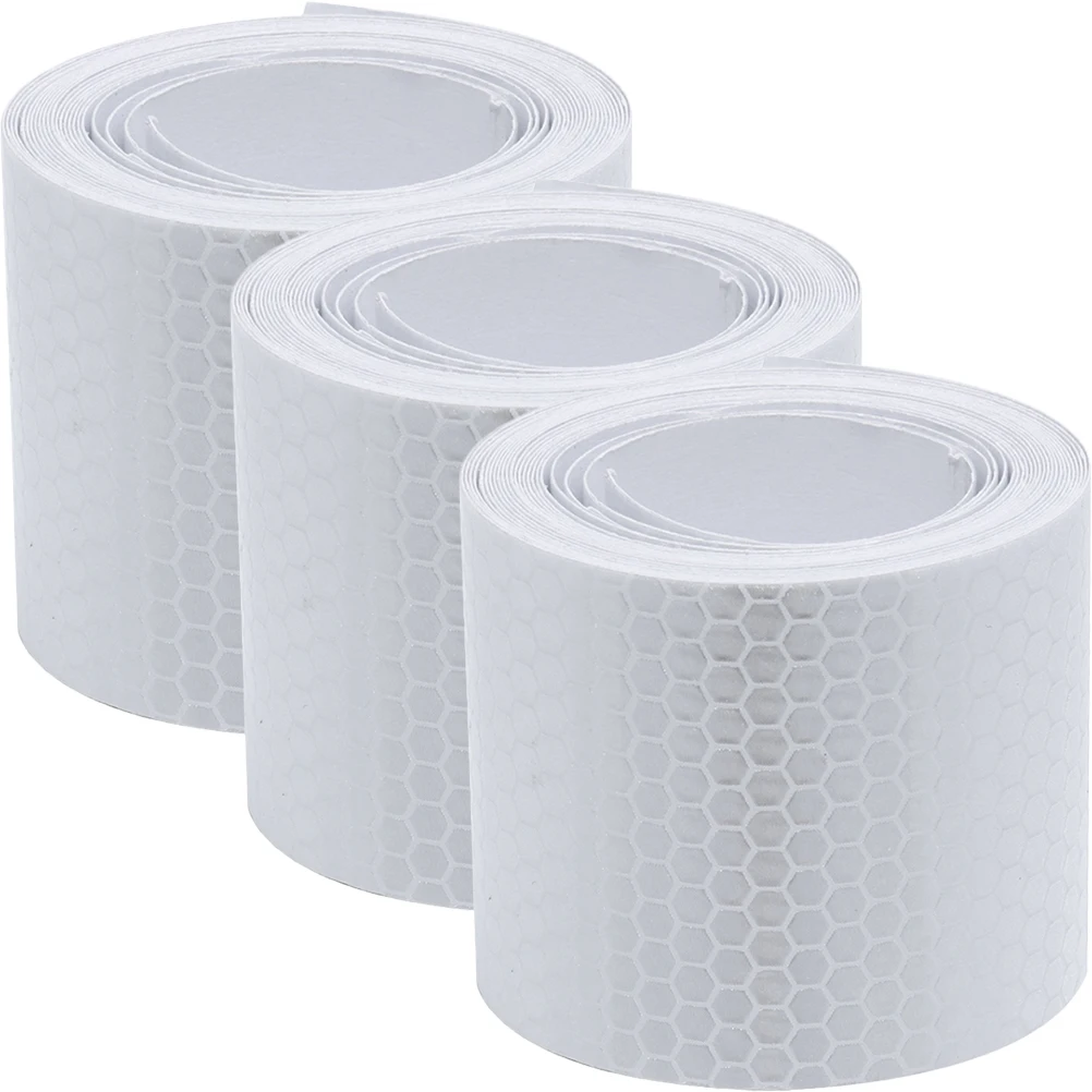 

3 Rolls Reflective Tape Sticker High Visibility Safety Warning Crystal Grid Film Strong Adhesive Car Bicycles Helmets Road Signs