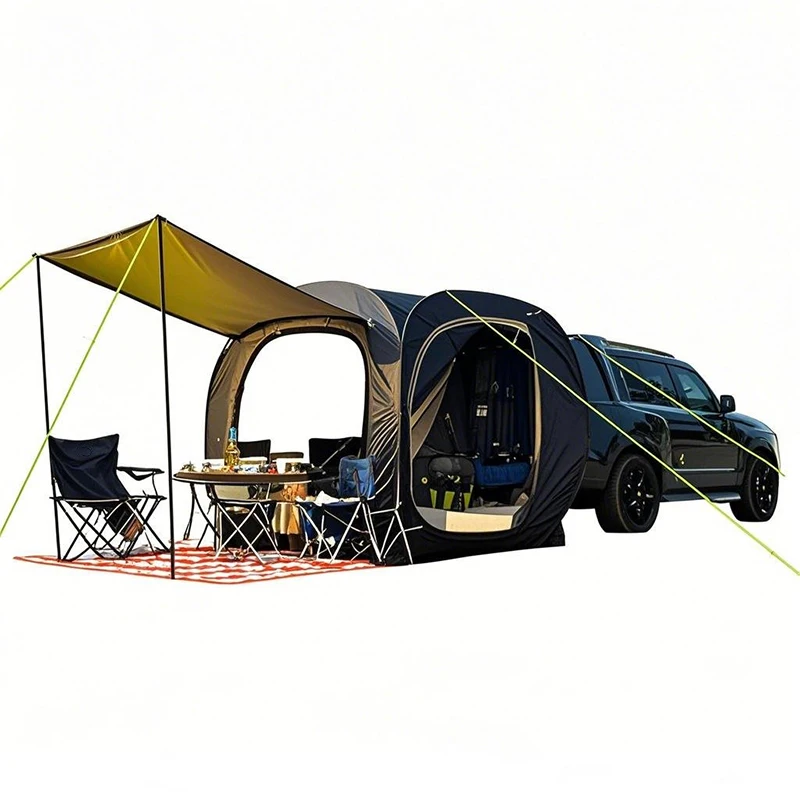 

Автомобильная палатка для внедорожника на 4 человека, водонепроницаемая всплывающая палатка на заднюю дверь с регулируемым навесом, простая установка для кемпинга и семейных путешествий на открытом воздухе