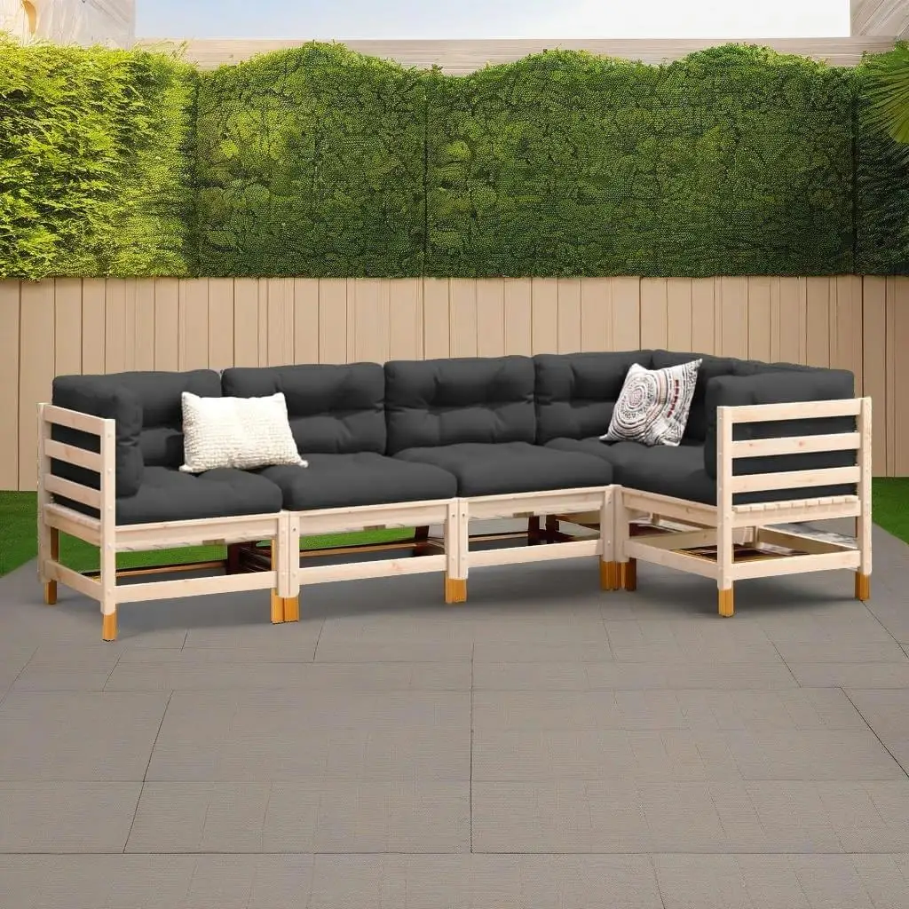 5-Piece Solid Pine Patio Sofa Set - Durable Outdoor Furniture for Garden & Backyard