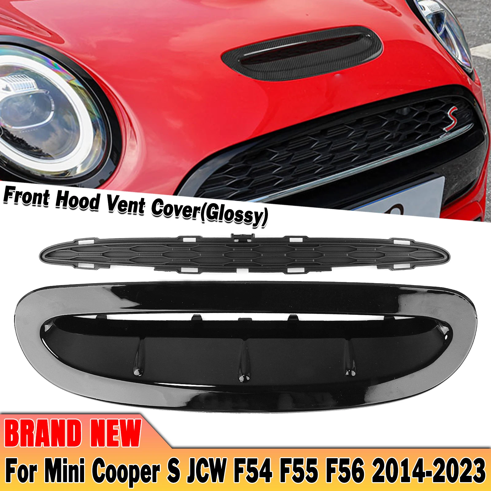 Car Front Air Hood Engine Bonnet Scoop Vent Outlet Cover Trim W/ Mesh Grid For Mini Cooper S JCW F54 F55 F56 F57 2014-2024