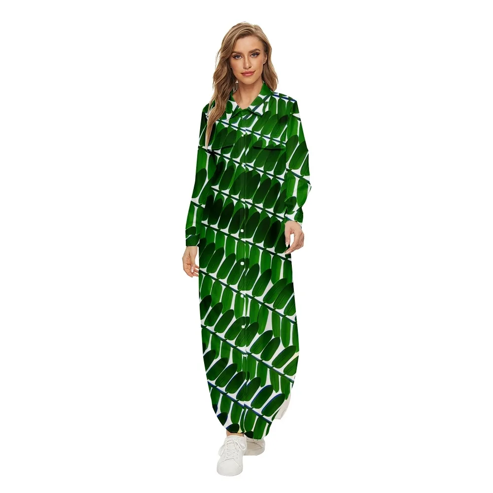 

Elegant Ladies Dresses SOJINM Green Print Long Dress Women Single Button Spring Party Dress Loose Irregular Maxi Beach Dress