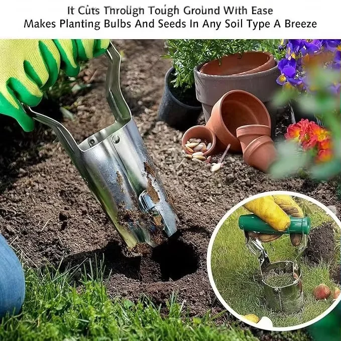 Cylindrical Tube Seedling Transplanter Manual Hole Punch Digging Tool Home Farm Vegetable Flower Transplanting Planting Tool Who