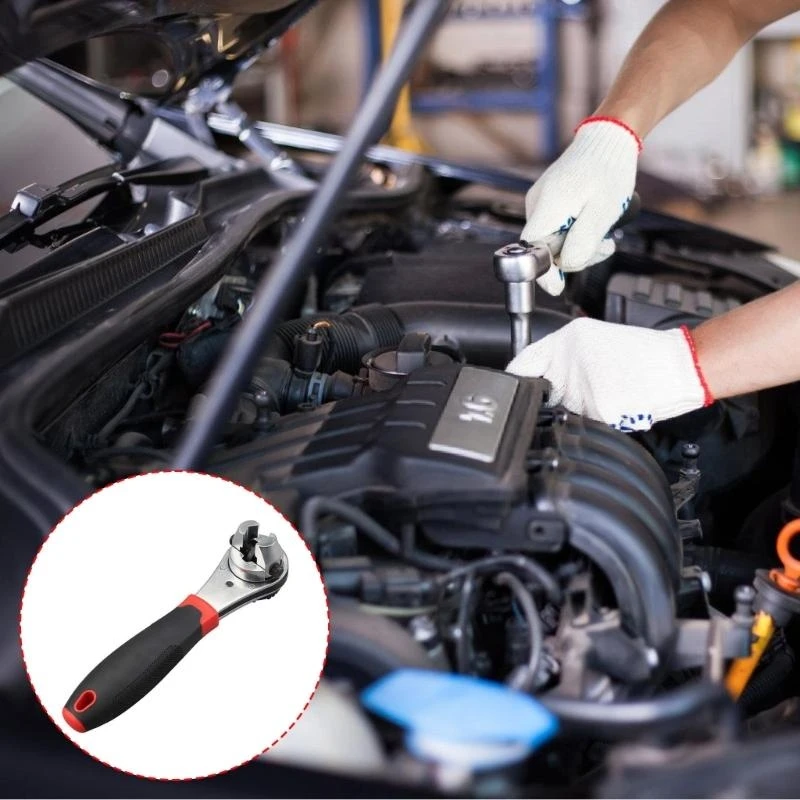 

57QF Adjustable Ratchet Wrench for 6-22mm Screw Multifunctional Ratchet Wrench with Nonslip Handle Small Spanner Wrench