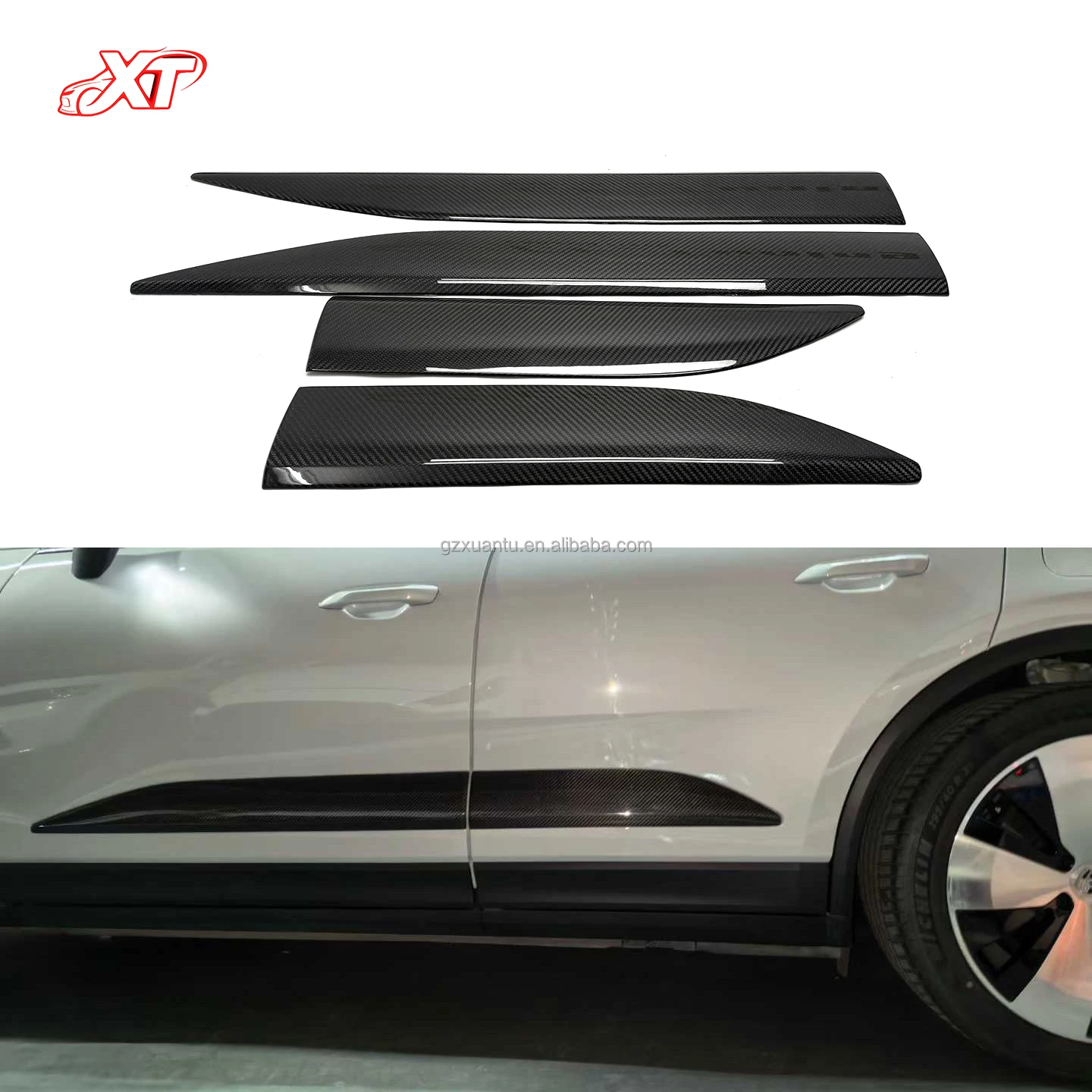 XAB Dry Carbon Fiber Side Door Trims Strip Body Kit for Porsche Macan Electric EV Door Panel Cover 2024+