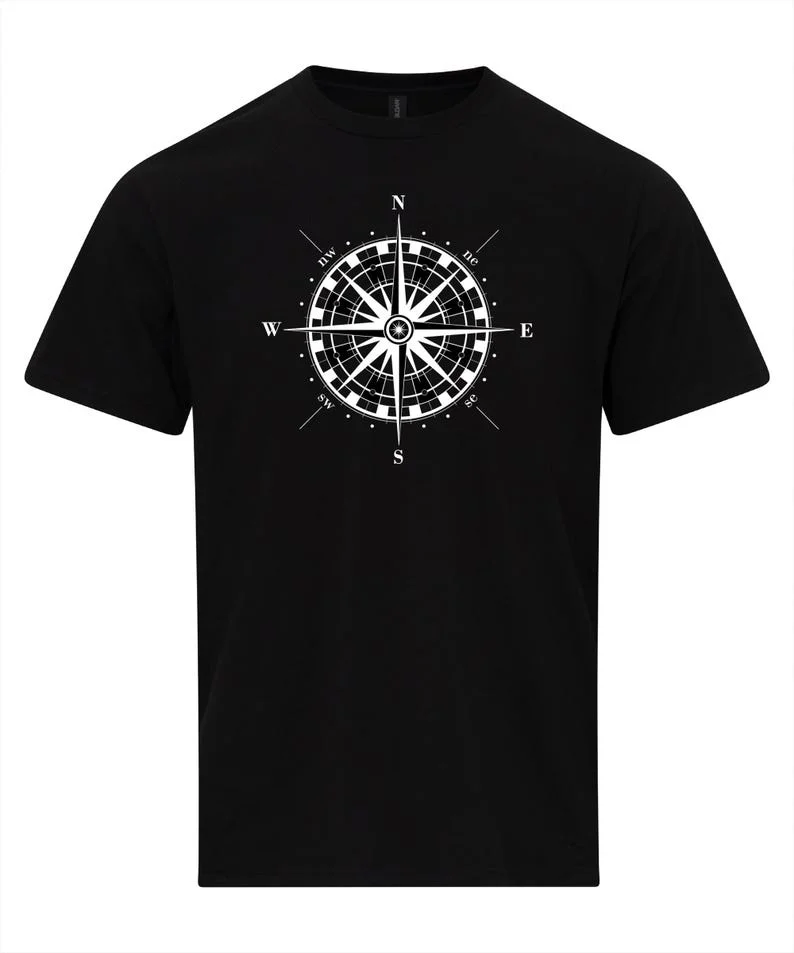 Nautical Compass Rose Compass Vintage T-shirt Sailor Gift Nautical Shirt Personality Deconstructed Casual Street Short Sleeve