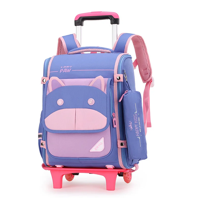 2024 zaino per studenti zaino da scuola carino per bambini zaino Trolley con ruote 6-12 anni borsa per valigia per bambini