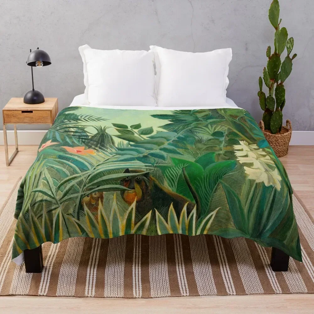 The Equatorial Jungle - Henri Rousseau Throw Blanket Large Decorative Throw Blankets