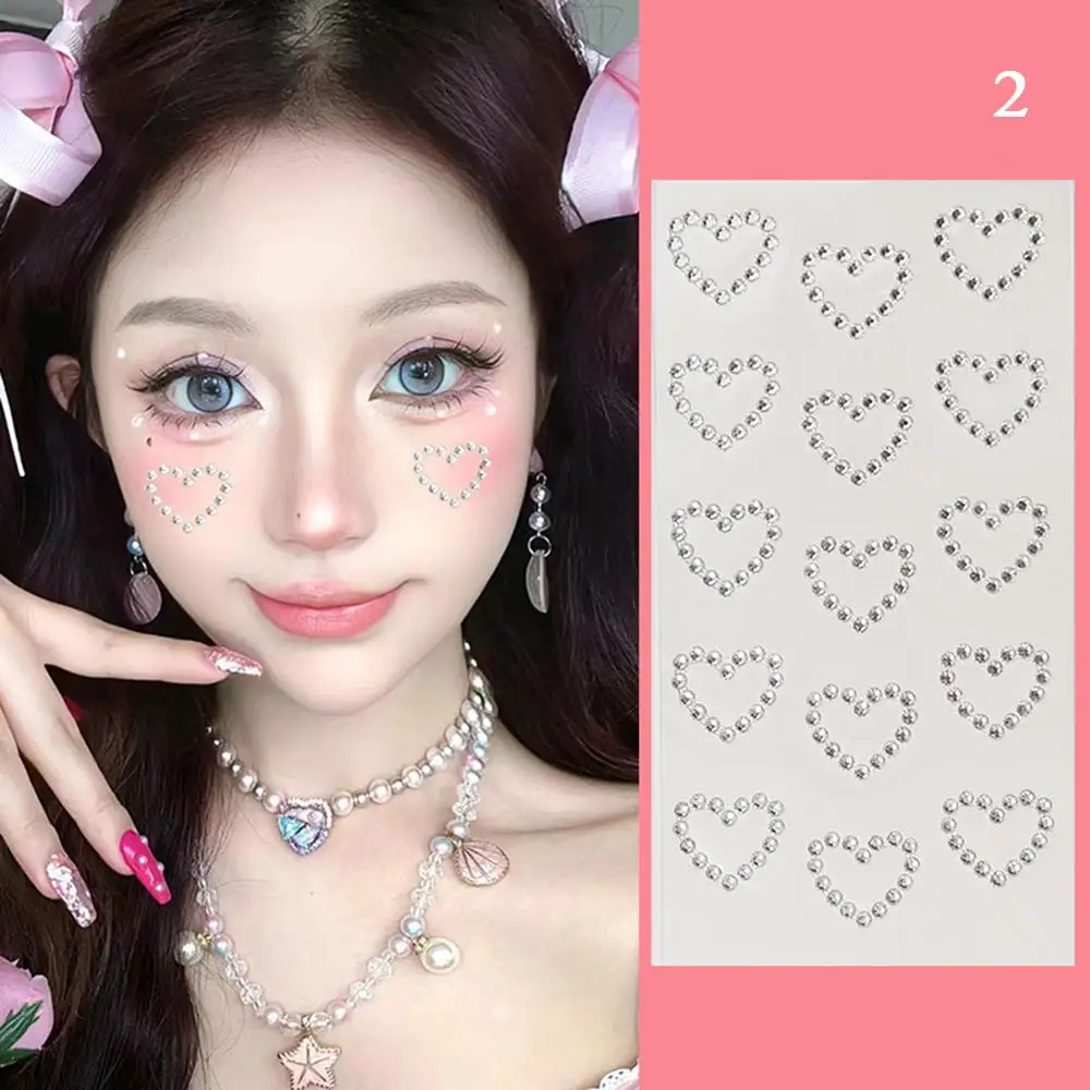 Shiny Rhinestone Star Heart Stickers Student Scrapbook Stickers Stationery Glitter Card Handmade Sticker Girls DIY Art Supplies
