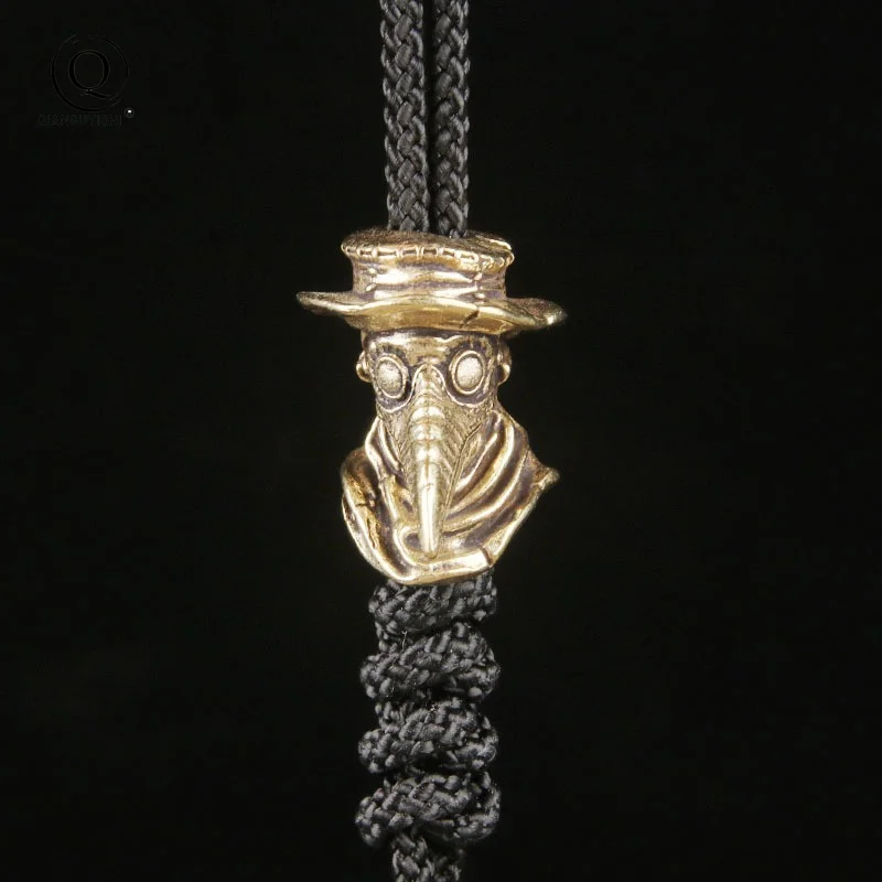 Medieval Europe Long Beak Mask Doctor Brass Knife Bead Lanyard Pendants DIY Paracord EDC Outdoor Tool Woven Hangings Accessories