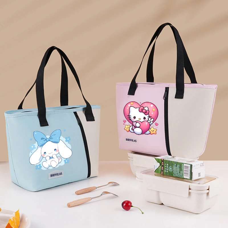 

Kawaii Hello Kitty Thermal Lunch Bag Cute Cartoon Food Insulation Carrier Cooler Storage Hanvdbag Women Dinner Container Bags