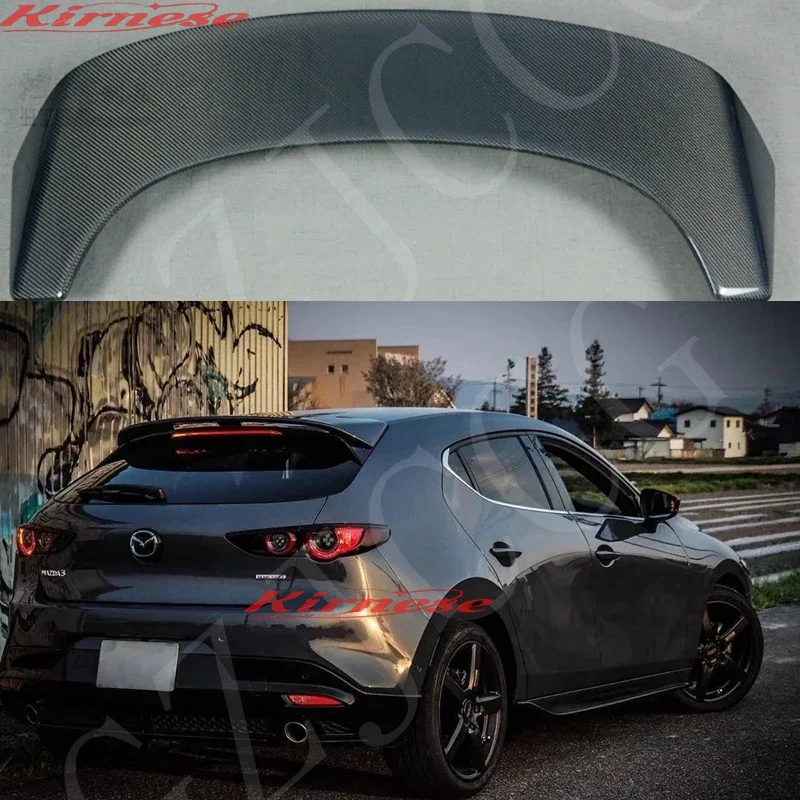 For Mazda 3 Axela Hatchback 2020 Car Styling FRP Carbon Fiber Rear Spoiler Wing Tail Trunk Lid Cover Auto Decoration