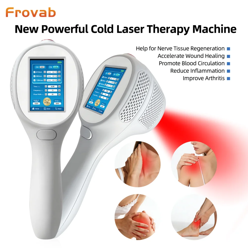 

Frovab Portable 12W Powerful Laser Therapy Device with 14 Customized Protocols 1-10000Hz Frequency Adjustable for Chronic Pain
