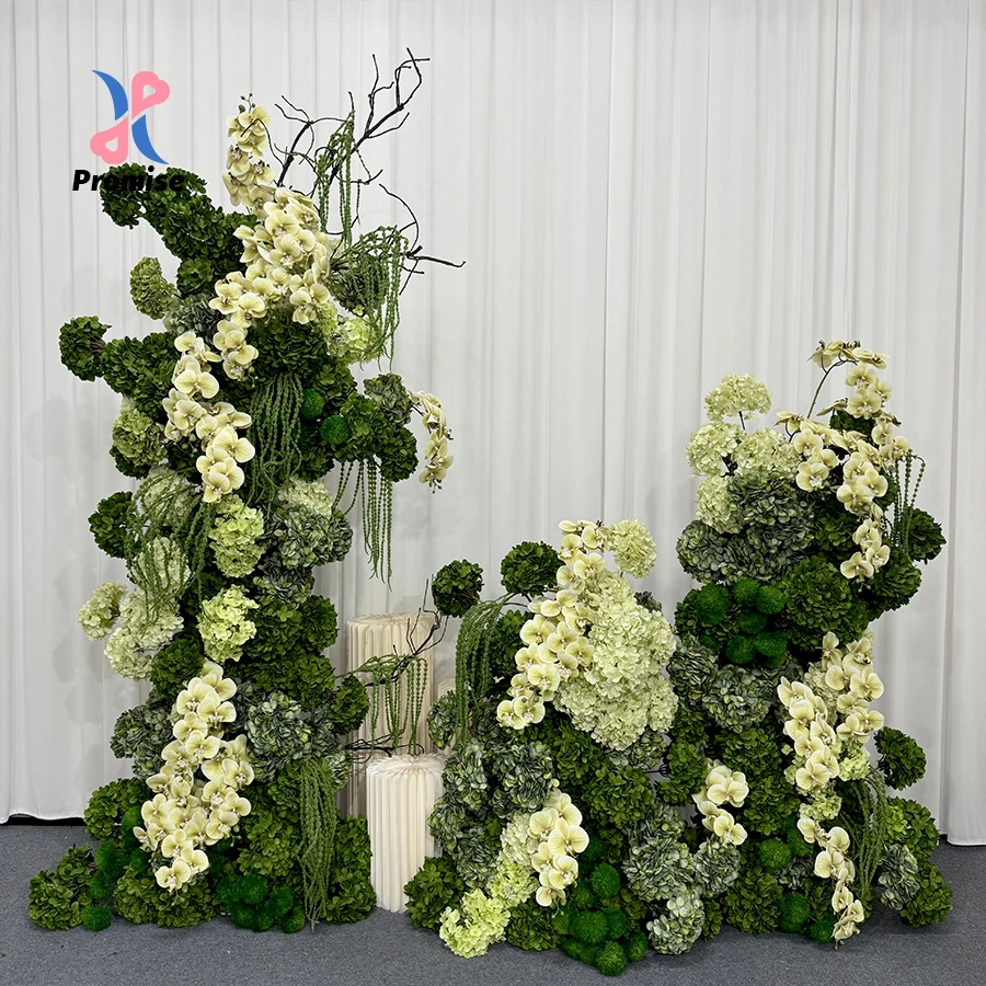 New Design Green Artificial Flower Arched Pillar Arch For Wedding Party Event Venue Decoration