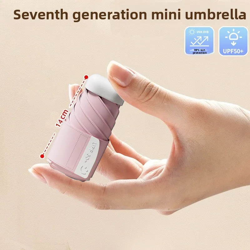 Mini Compact 5 Fold 7 Fold UV Protection Sun Umbrella Portable Lightweight Travel Rain Umbrella