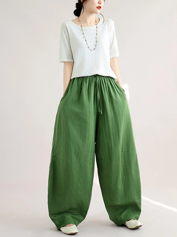 Authentic Early Autumn 2026 Retro Casual Versatile Arcuate Knife Pants Cotton Linen Pants All-Match Daily Wear Natural Waist
