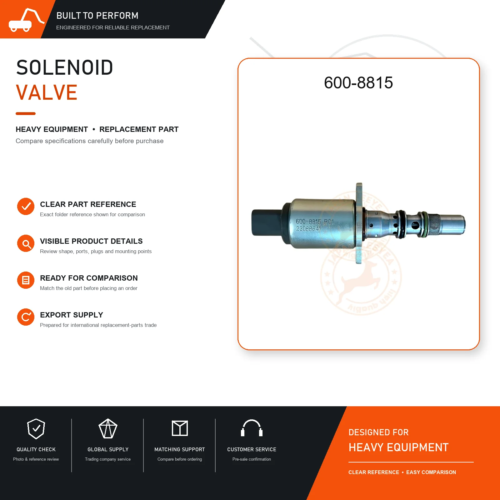 Solenoid Valve 600-8815 for D5 D6 D6N D6T D7 D8T Dozer Replacement Part