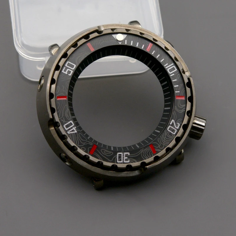 MOD Grey Tunas Canned Watch Case with Gun Color Fit NH34 NH35 NH36 Stainless Steel Watch Parts Sapphire Crystal Case
