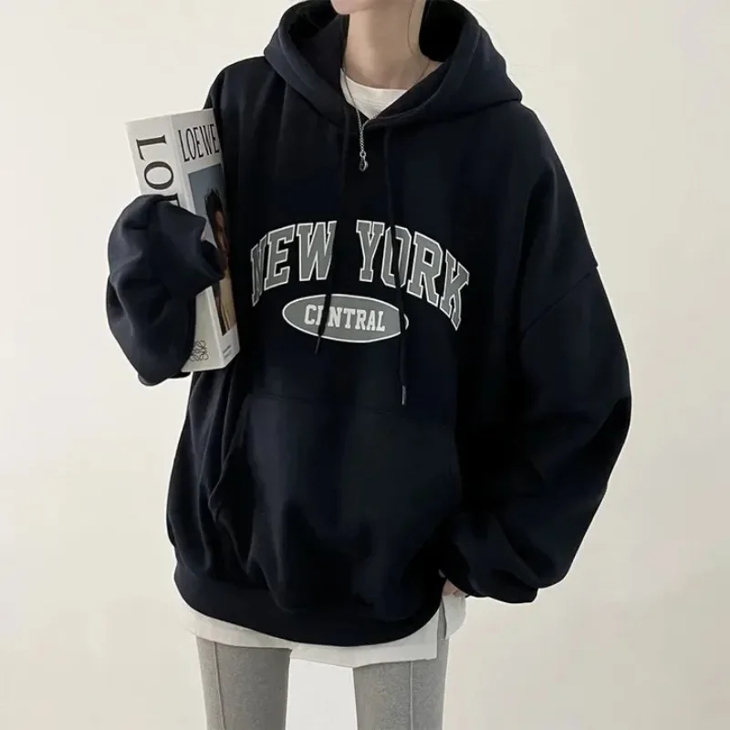 Letter Printed Hooded Sweatshirts Women Harajuku Oversized Loose Hoodies Womens Autumn Winter Pullovers Long Sleeve Tops Female