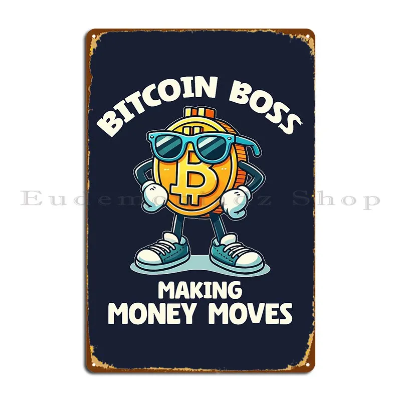 A Cool Cartoon Bitcoin Metal Sign Kitchen Wall Decor Rusty Custom Garage Tin Sign Poster