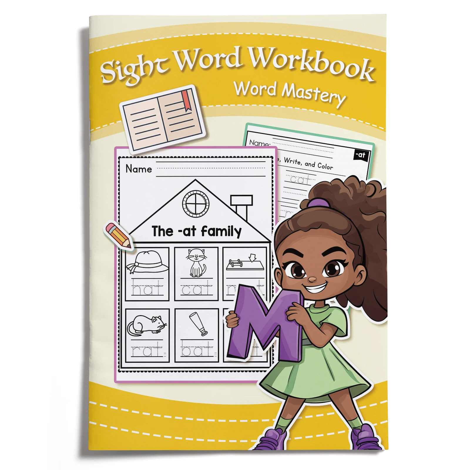 English Words Coloring Book for Kids, Cute Cartoon Patterns, Preschool Early Learning Activity Book, Fun English Learning