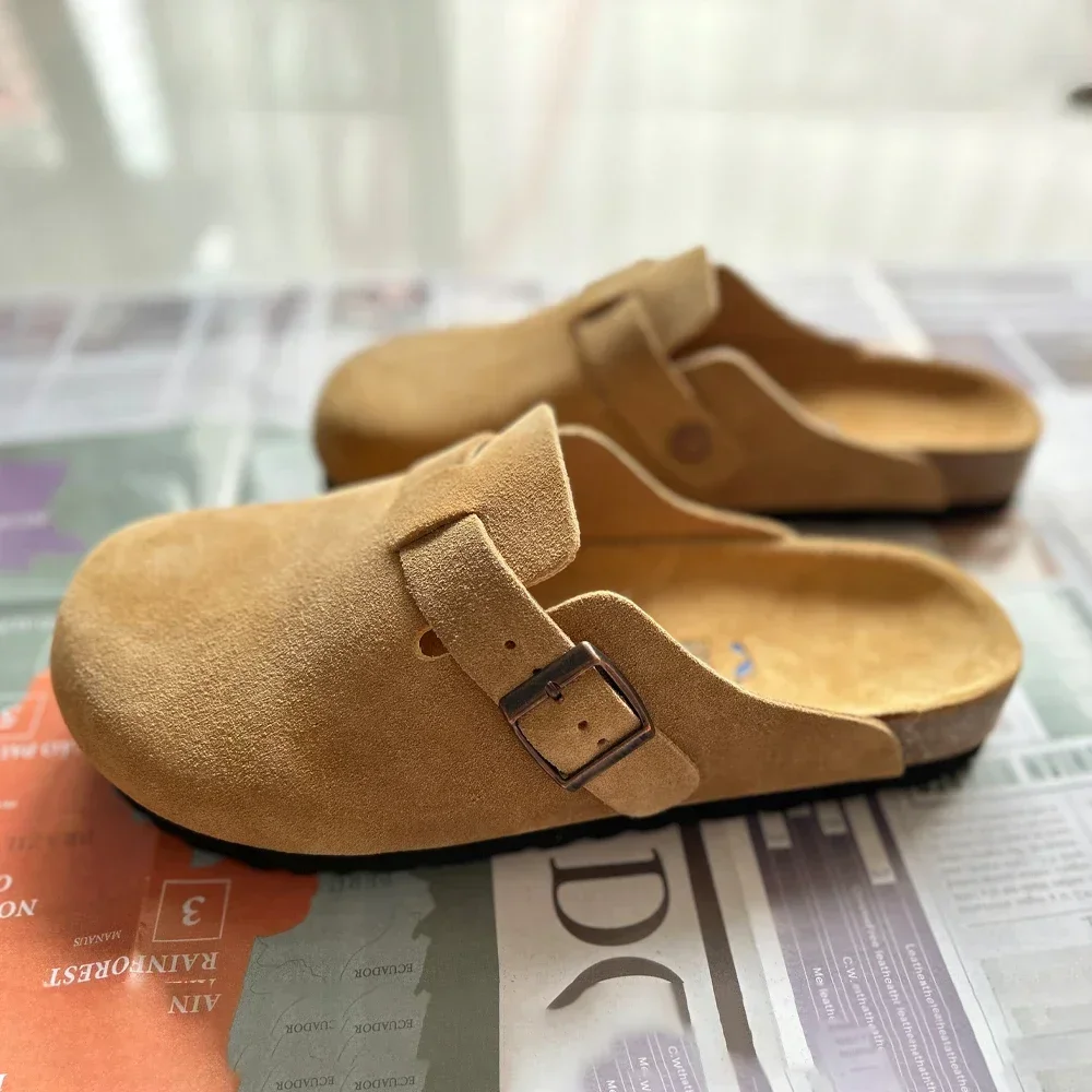 New Birken Leather Cork Slippers For Women And Men Fashion Summer All-Match Sandals Shoes soft-Soled Casusal Sandals