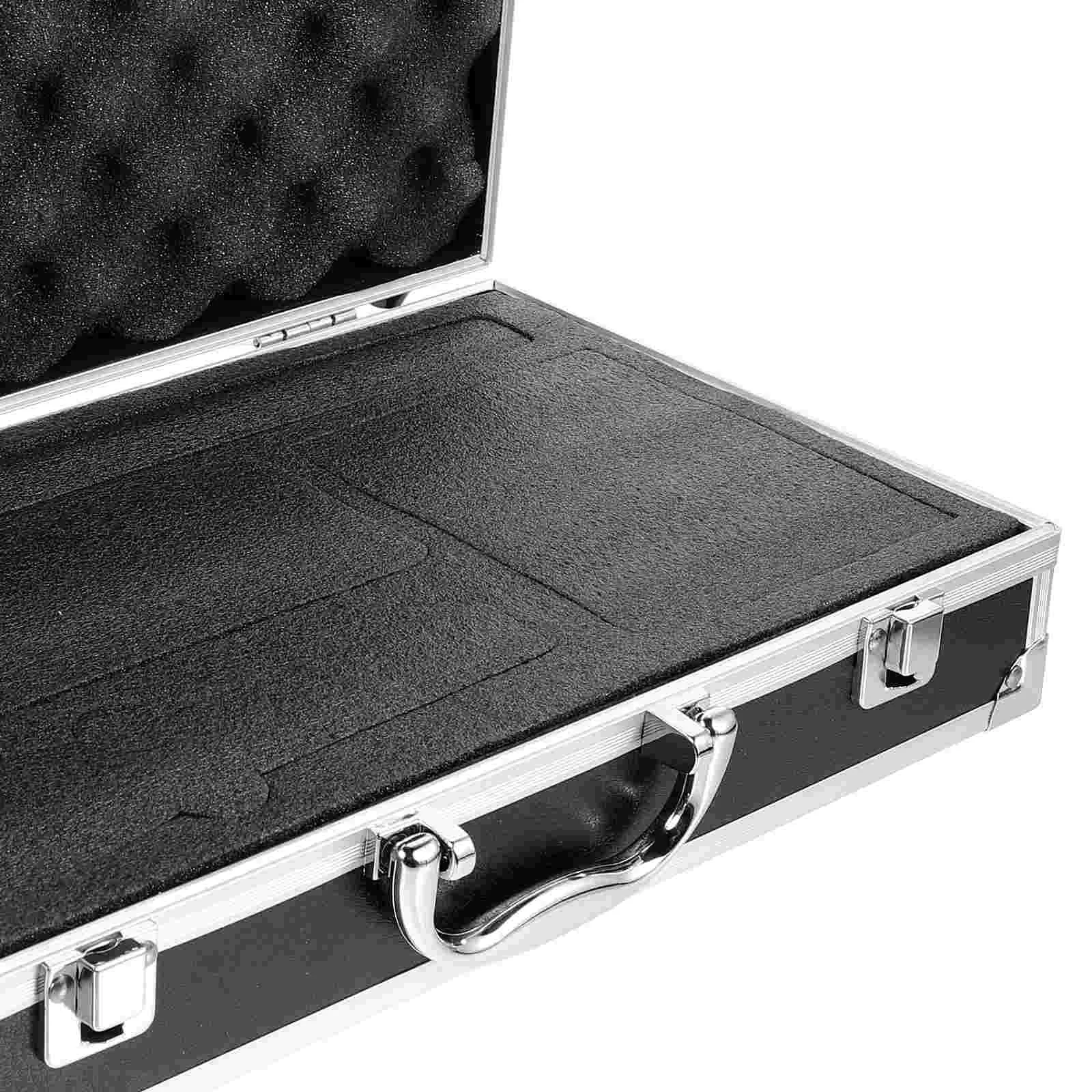 Microphone Box Hard Shell Suitcase Alloy Metal Protective Sponge Portable Small Carrier Cases